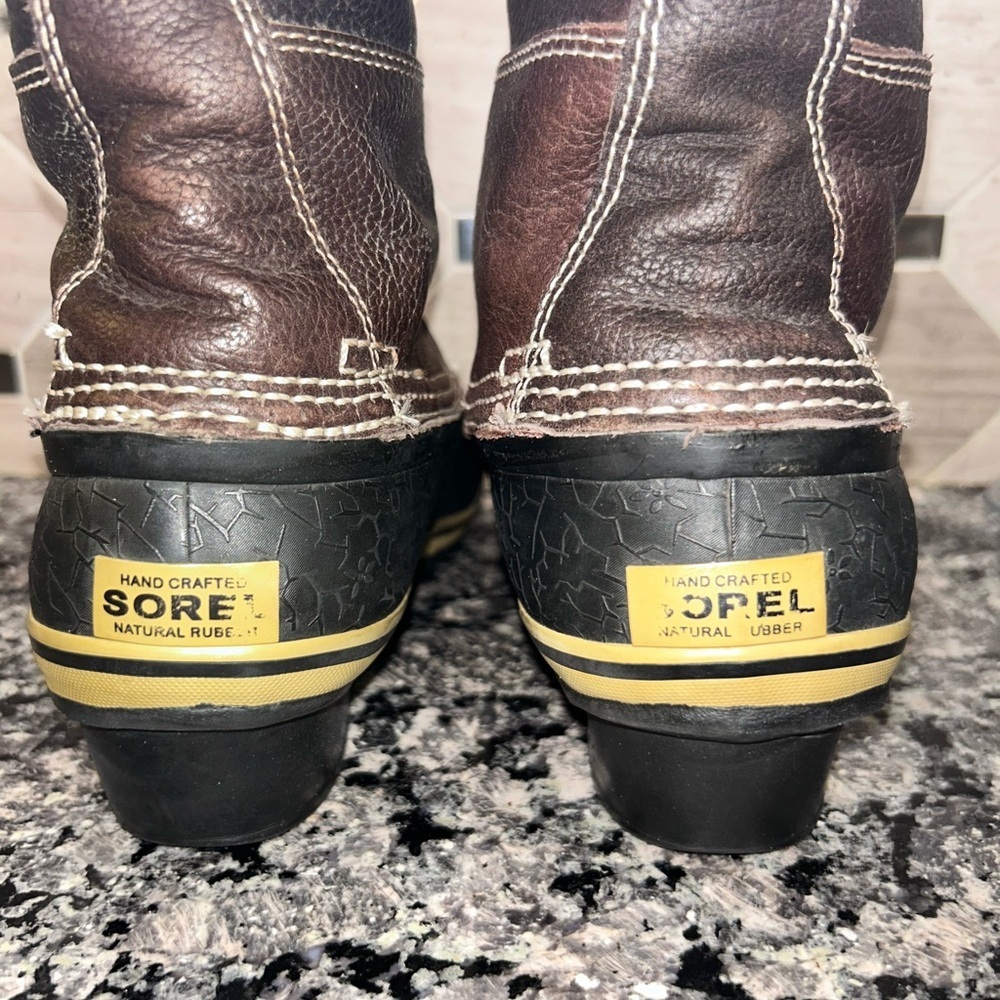 SOREL GRIZZLY BEAR BROWN & BLACK TALL WINTER/ WATERPROOF BOOTS WOMEN'S SIZE 9 - Picture 9 of 13